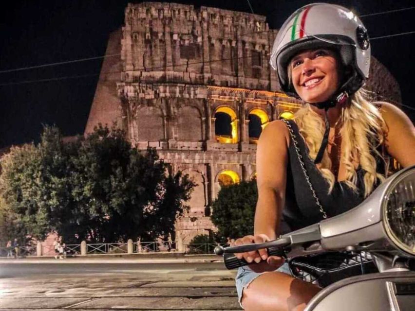 Rome by Night Vespa Tour With Driver/Private Guide - The evening route: Imperial Fora and the Colosseum at night
