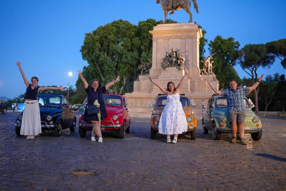 Rome: Night Tour in a Vintage Fiat 500 with Aperol Spritz - Piazza Trilussa and Nightlife Energy Without the Chaos